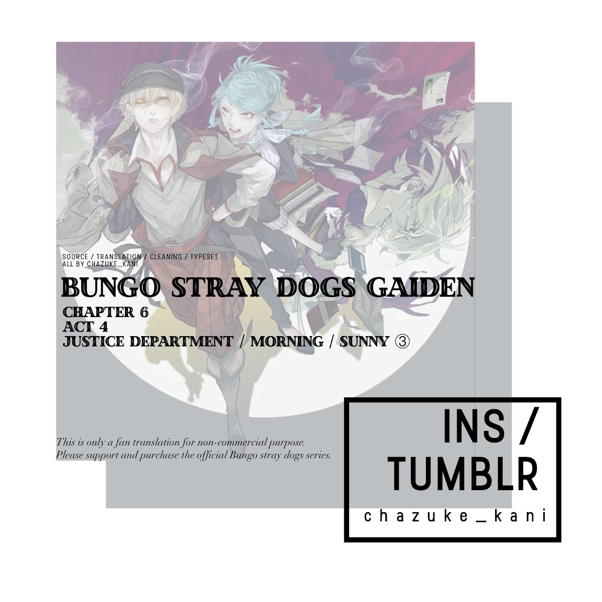 Bungou Stray Dogs Gaiden: Ayatsuji Yukito VS. Kyougoku Natsuhiko Chapter 6.1 page 1 - Chapter 6.1: Act 4: Justice Department/Morning/Sunny ③