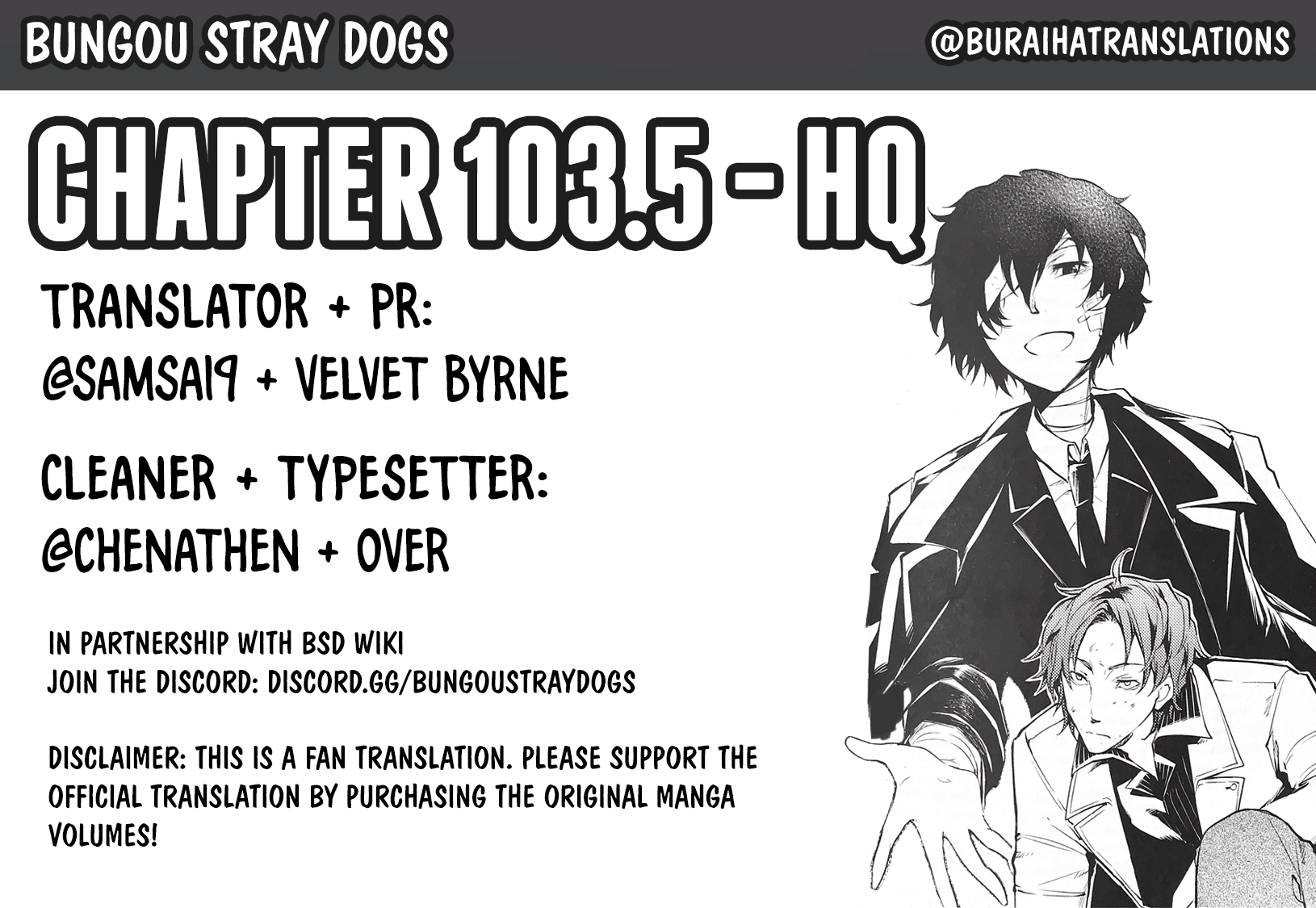 Bungou Stray Dogs Chapter 103.5 page 1 - Chapter 103.5: Wicked Realms Beyond Mankind, Part 2 Section 2