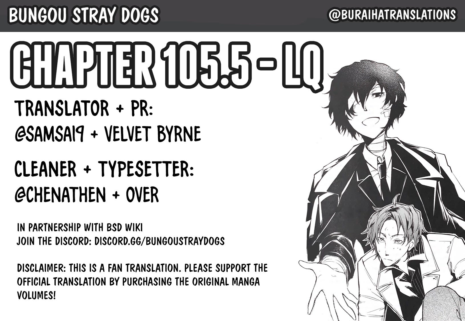 Bungou Stray Dogs Chapter 105.5 page 1 - Chapter 105.5: In the Closeted Room Part 2