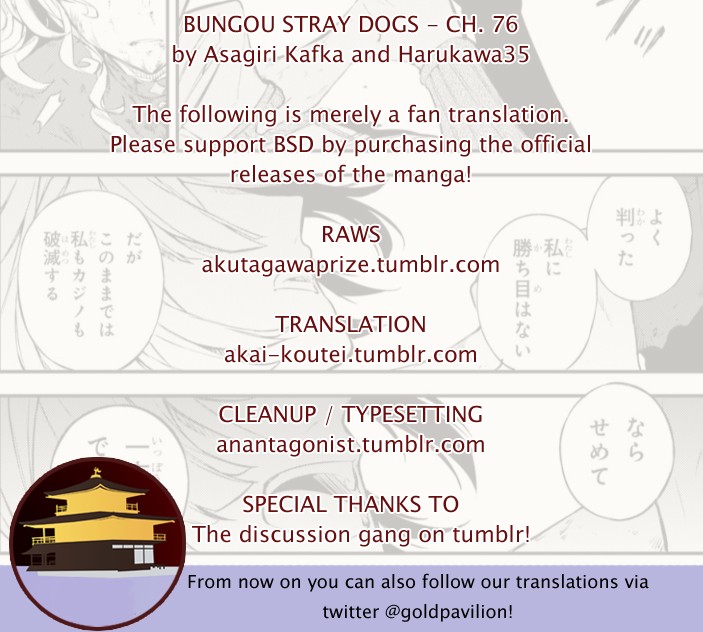 Bungou Stray Dogs Chapter 76 page 1 - Chapter 76: Skyfall Part 3
