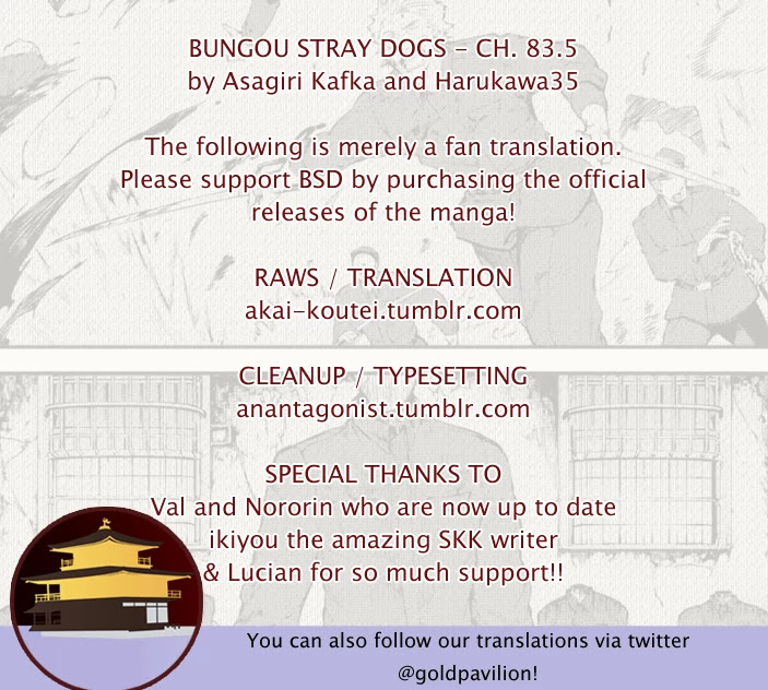 Bungou Stray Dogs Chapter 83.5 page 1 - Chapter 83.5: Towards the Final Answer, Final Part