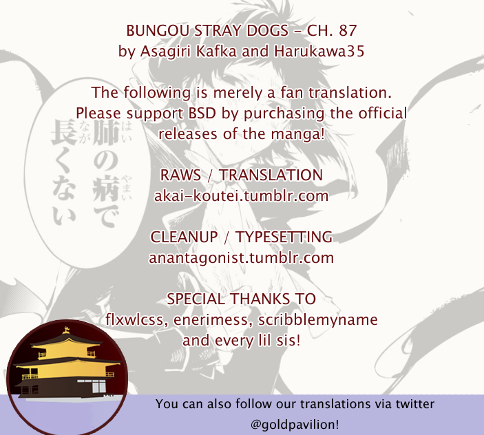 Bungou Stray Dogs Chapter 87 page 1 - Chapter 87: Hero VS. Criminal, Part 4