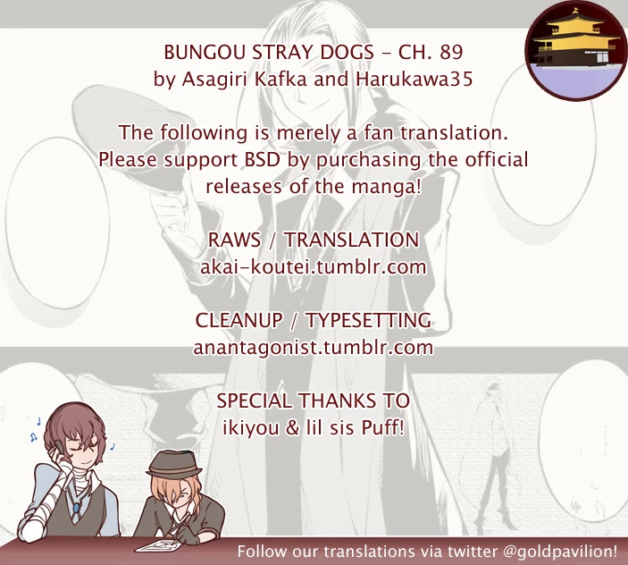 Bungou Stray Dogs Chapter 89 page 1 - Chapter 89