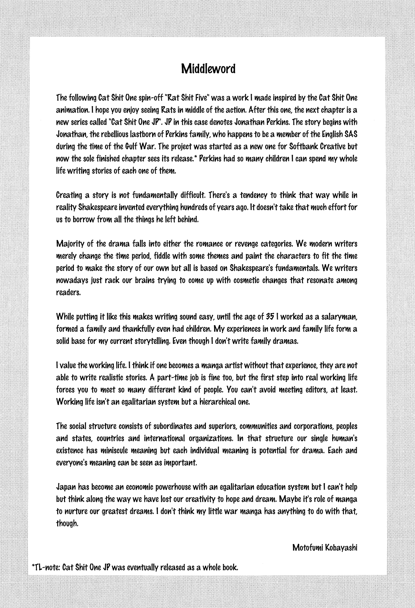 Cat Shit One '80 Chapter 18.1 page 1 - Chapter 18.1: Rat Shit Five