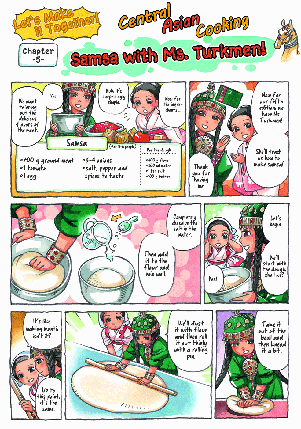 Central Asian Cooking Chapter 5 page 1 - Chapter 5: Samsa with Ms. Turkmen!