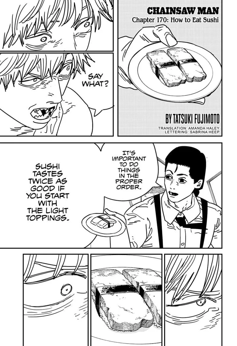 Chainsaw Man Chapter 170 page 1 - Chapter 170: How to Eat Sushi