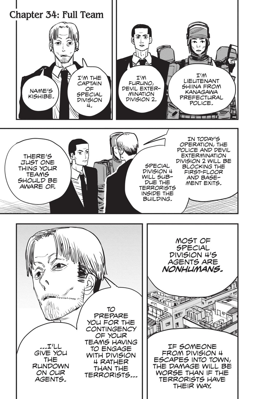 Chainsaw Man Chapter 34 page 1 - Chapter 34: Full Team
