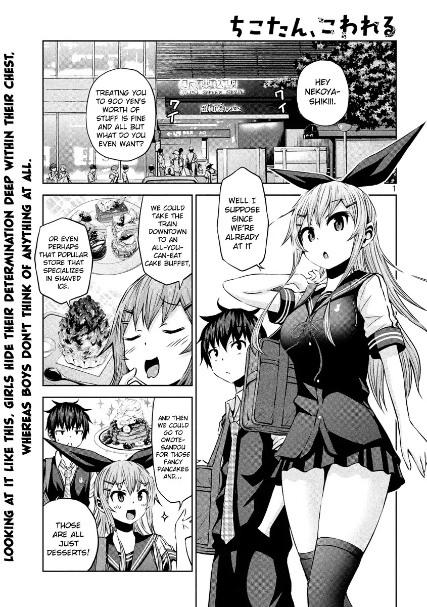 Chikotan, Kowareru Chapter 13 page 1 - Chapter 13: Believe it or not! A rubber suited woman~ Chiko-tan's electrifying counter~
