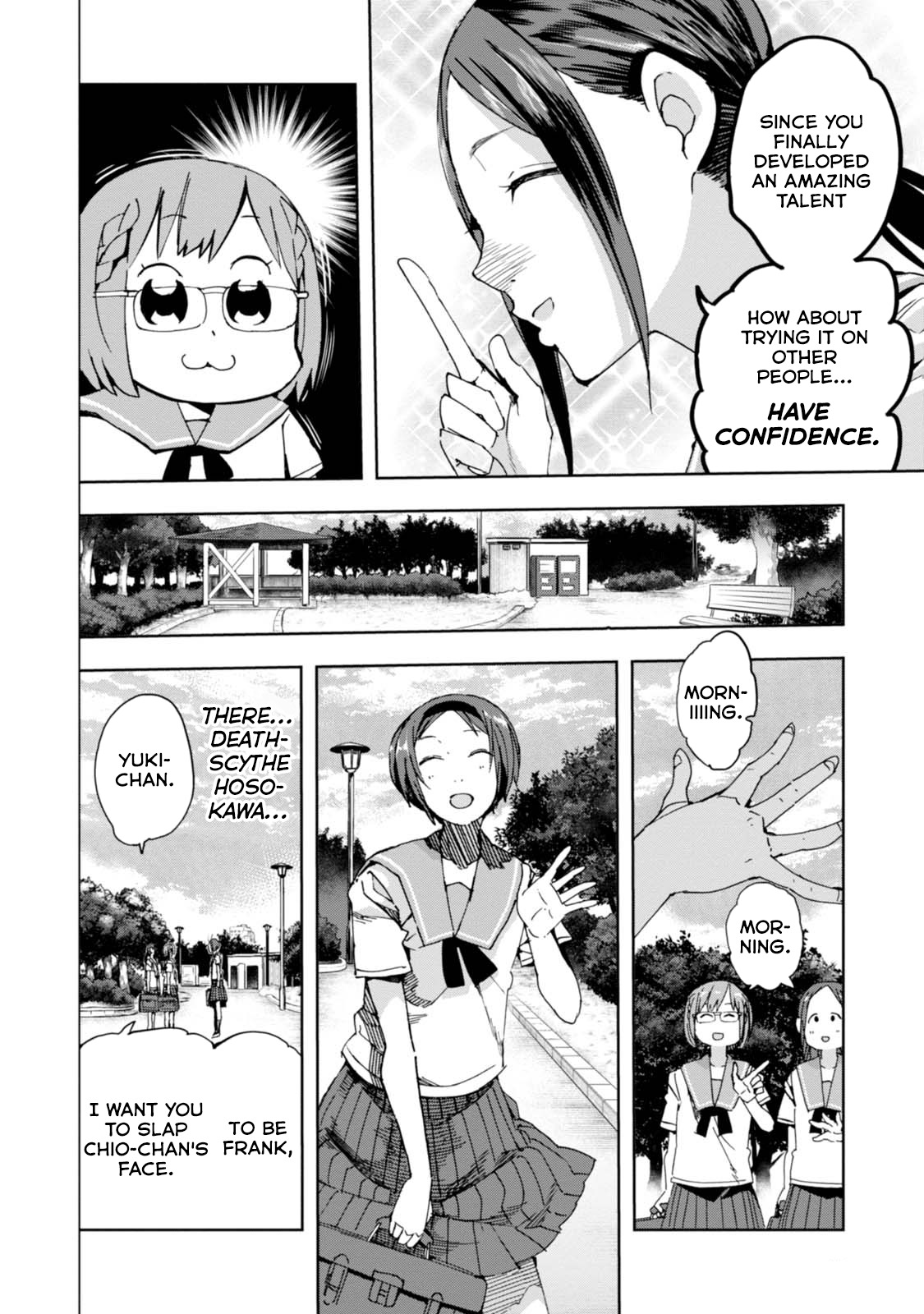 Chio-chan no Tsuugakuro Chapter 32 page 12 - Chapter 32: Bloodlust
