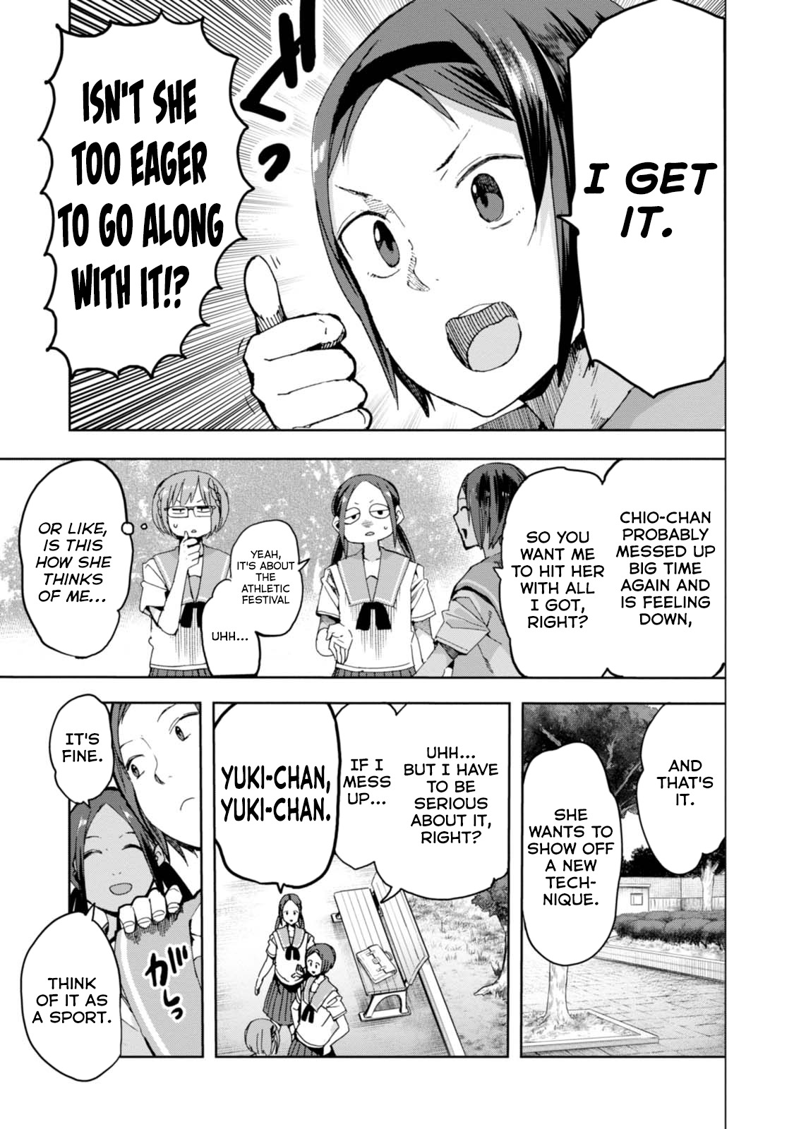Chio-chan no Tsuugakuro Chapter 32 page 13 - Chapter 32: Bloodlust