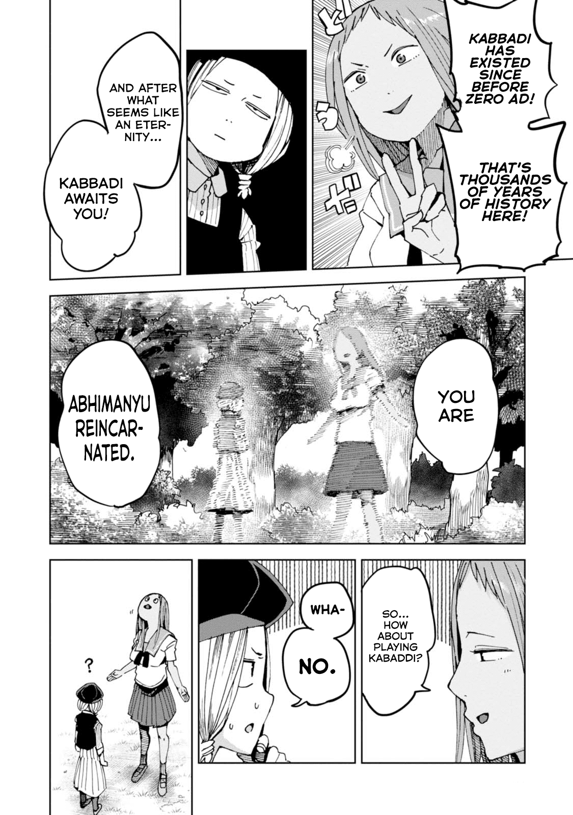 Chio-chan no Tsuugakuro Chapter 36 page 18 - Chapter 36: Chiharu, Kushitori-san, and Abhimanyu