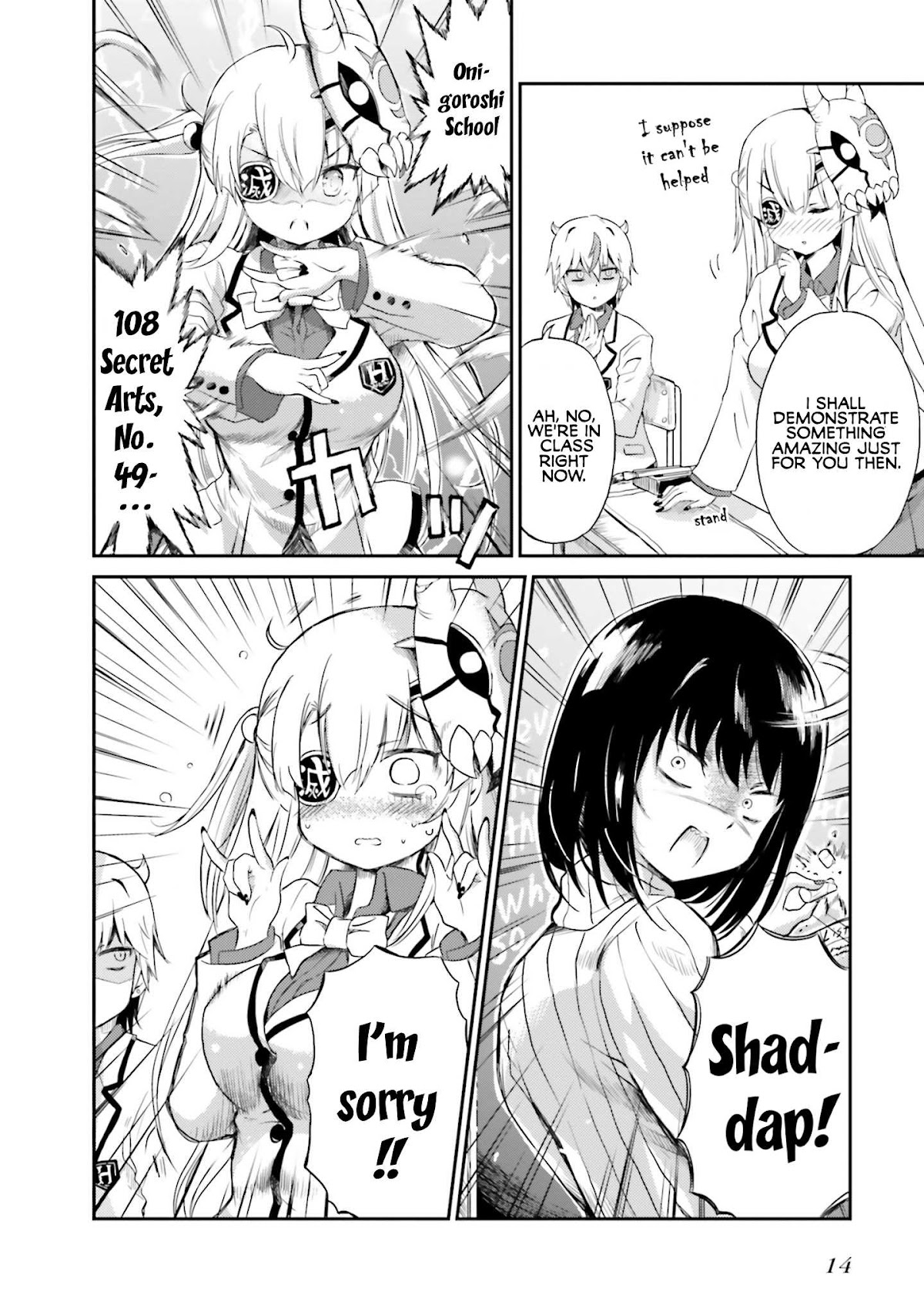 Choroidesuyo Onigoroshi-san! Chapter 1 page 14 - Chapter 1: Onigoroshi-san Who Sits Next to Me