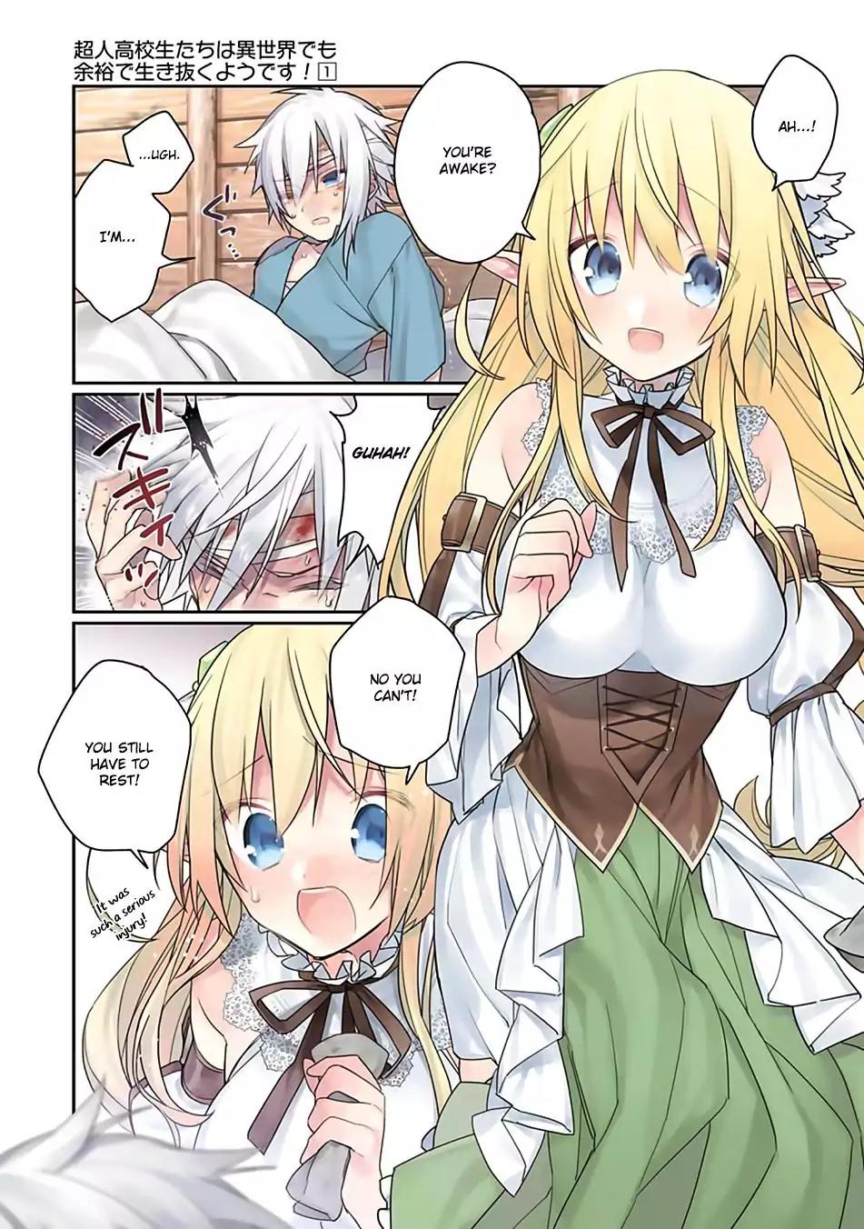 Choujin Koukousei-tachi wa Isekai demo Yoyuu de Ikinuku you desu! Chapter 2 page 1 - Chapter 2: A Boy From Earth And The Girl From Another World