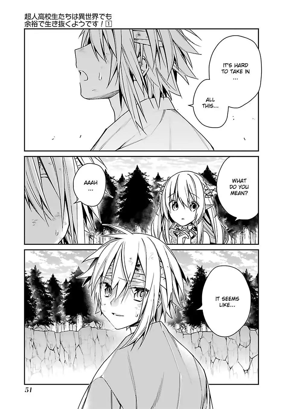 Choujin Koukousei-tachi wa Isekai demo Yoyuu de Ikinuku you desu! Chapter 2 page 21 - Chapter 2: A Boy From Earth And The Girl From Another World