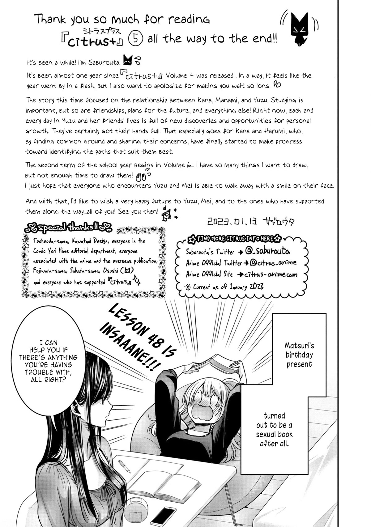 Citrus Plus (Saburouta) Chapter 31 page 15 - Chapter 31: vol.5 extra - September 10th