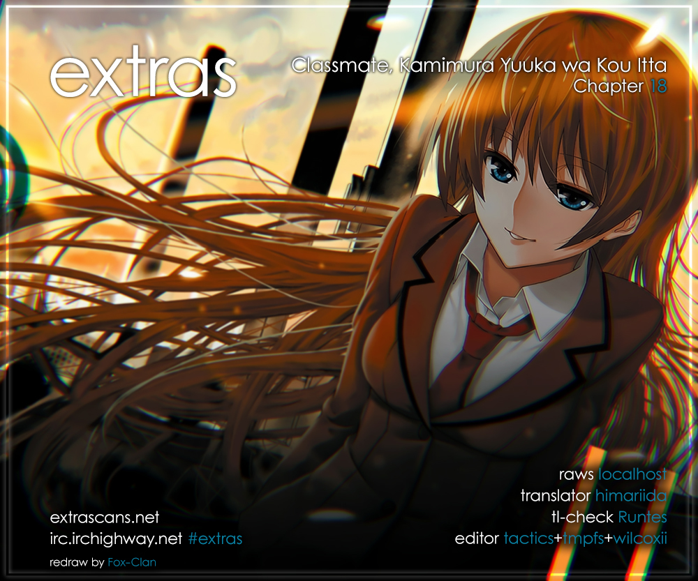 Classmate, Kamimura Yuuka wa Kou Itta. Chapter 18 page 1 - Chapter 18: Can You Go to the Rooftop Now?