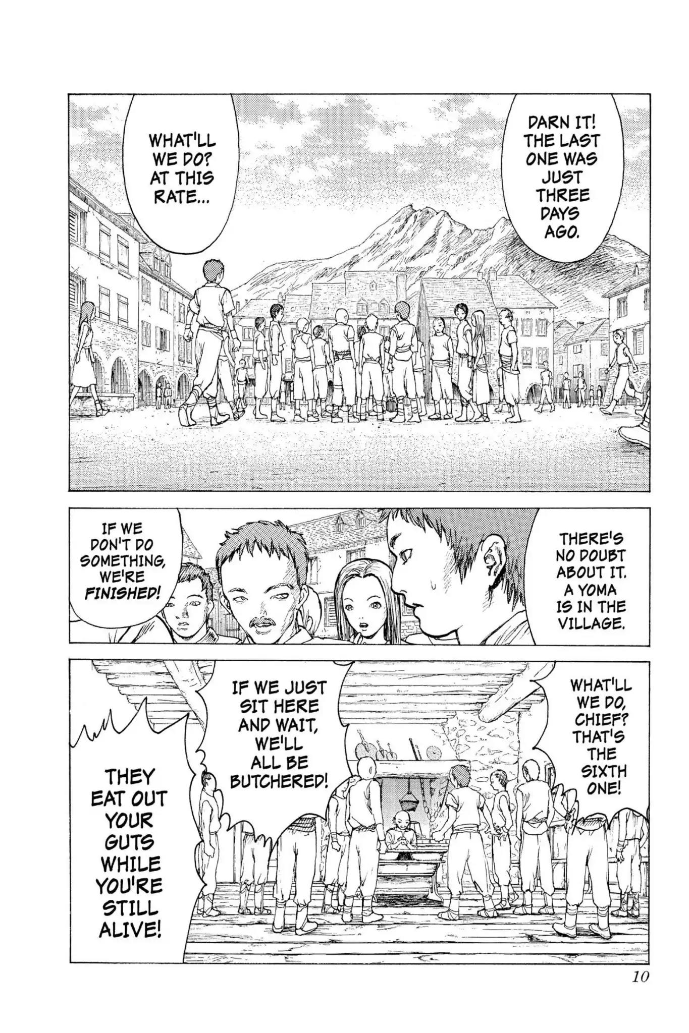 Claymore Chapter 1 page 10 - Chapter 1: Vol.1 Scene 1: Silver-eyed Slayer
