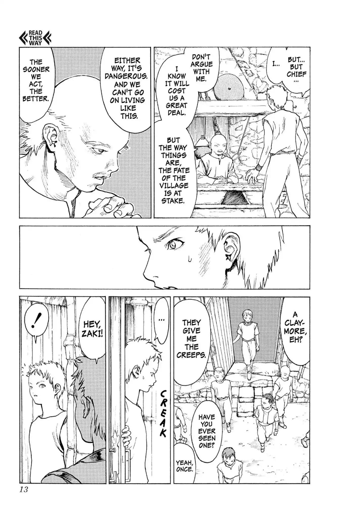 Claymore Chapter 1 page 13 - Chapter 1: Vol.1 Scene 1: Silver-eyed Slayer