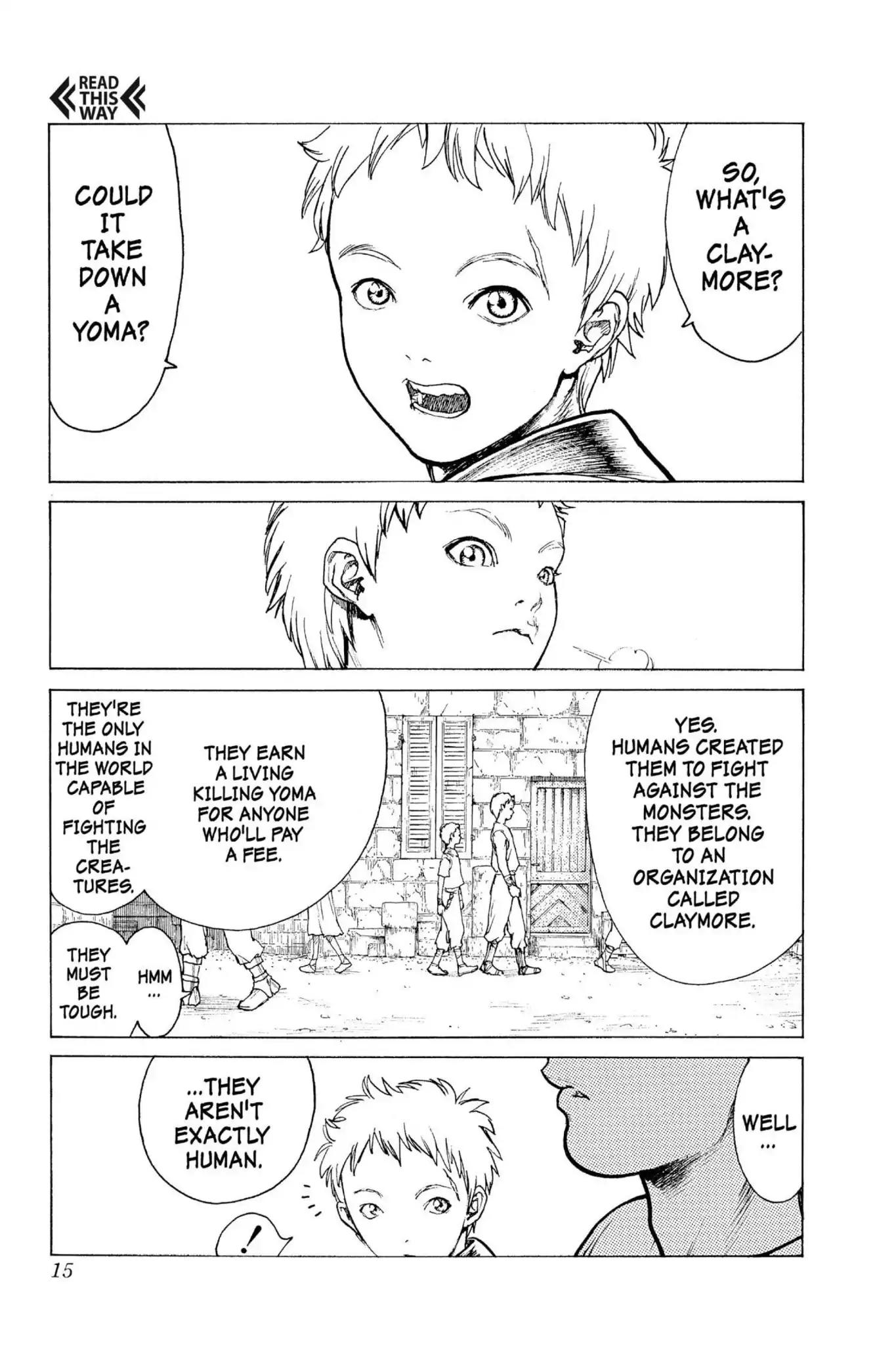 Claymore Chapter 1 page 15 - Chapter 1: Vol.1 Scene 1: Silver-eyed Slayer