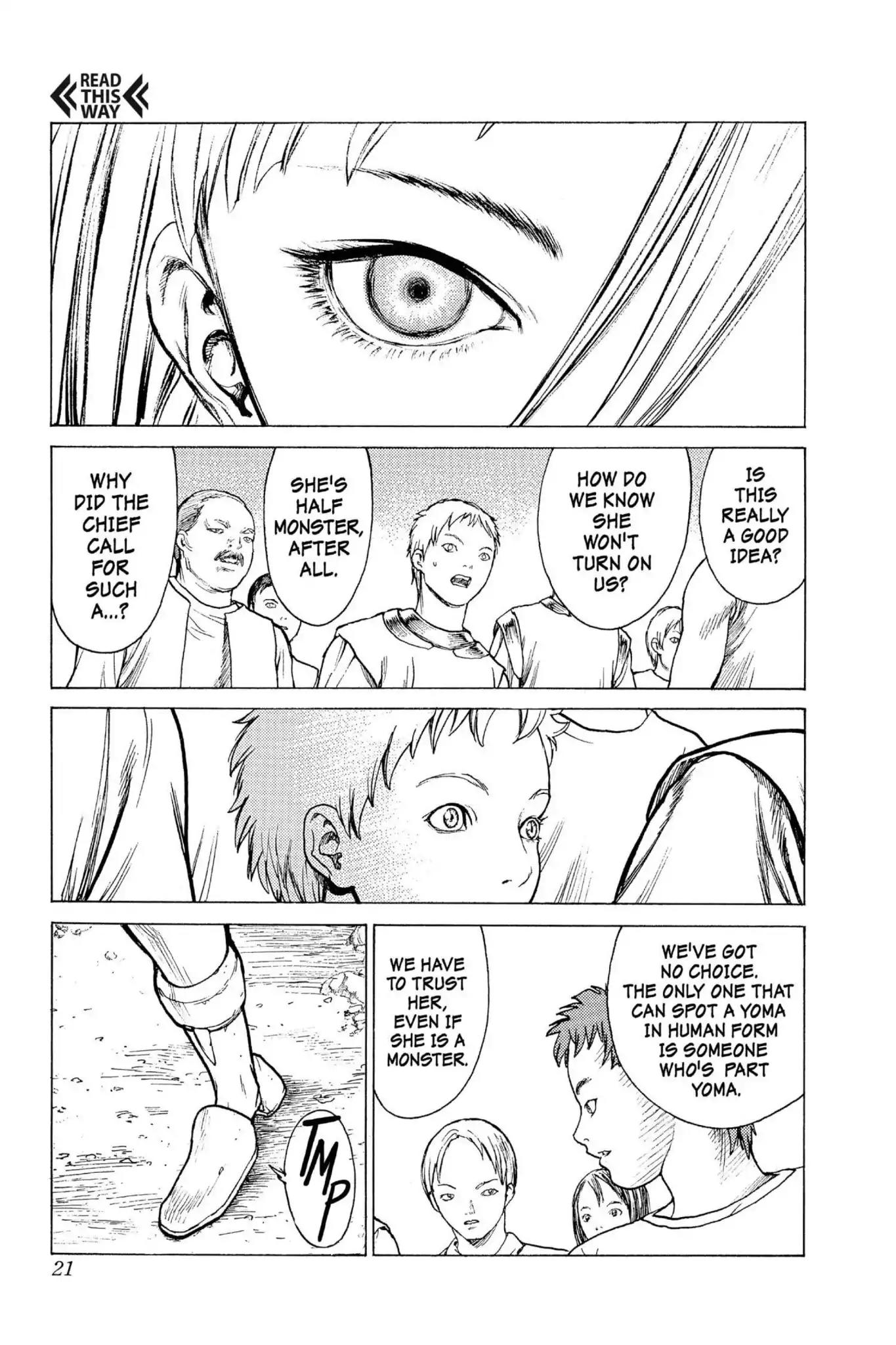 Claymore Chapter 1 page 21 - Chapter 1: Vol.1 Scene 1: Silver-eyed Slayer