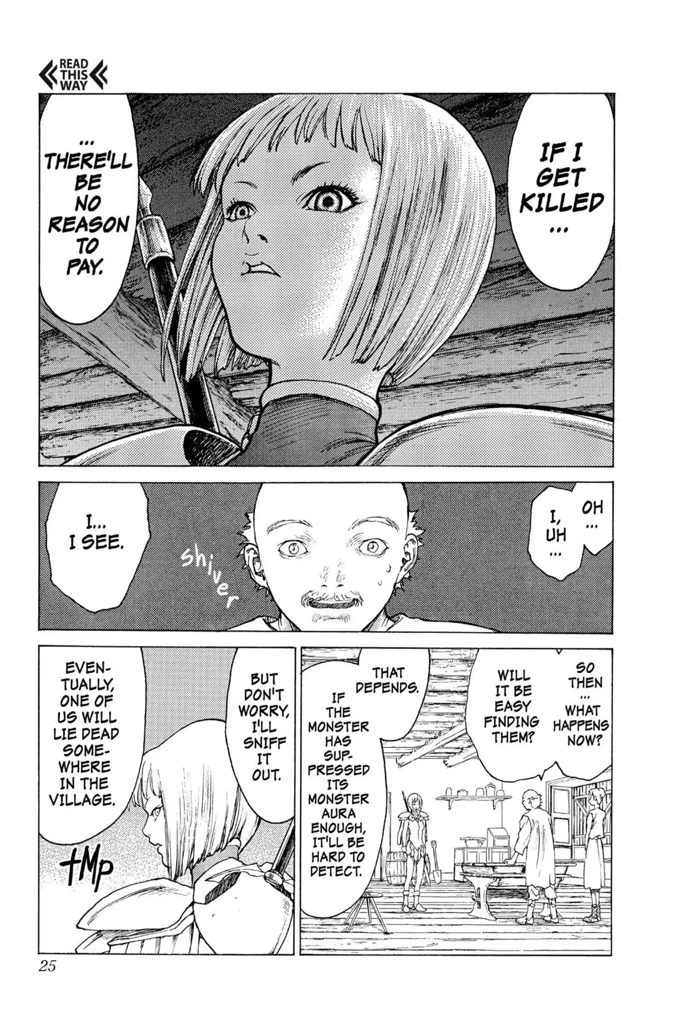 Claymore Chapter 1 page 25 - Chapter 1: Vol.1 Scene 1: Silver-eyed Slayer