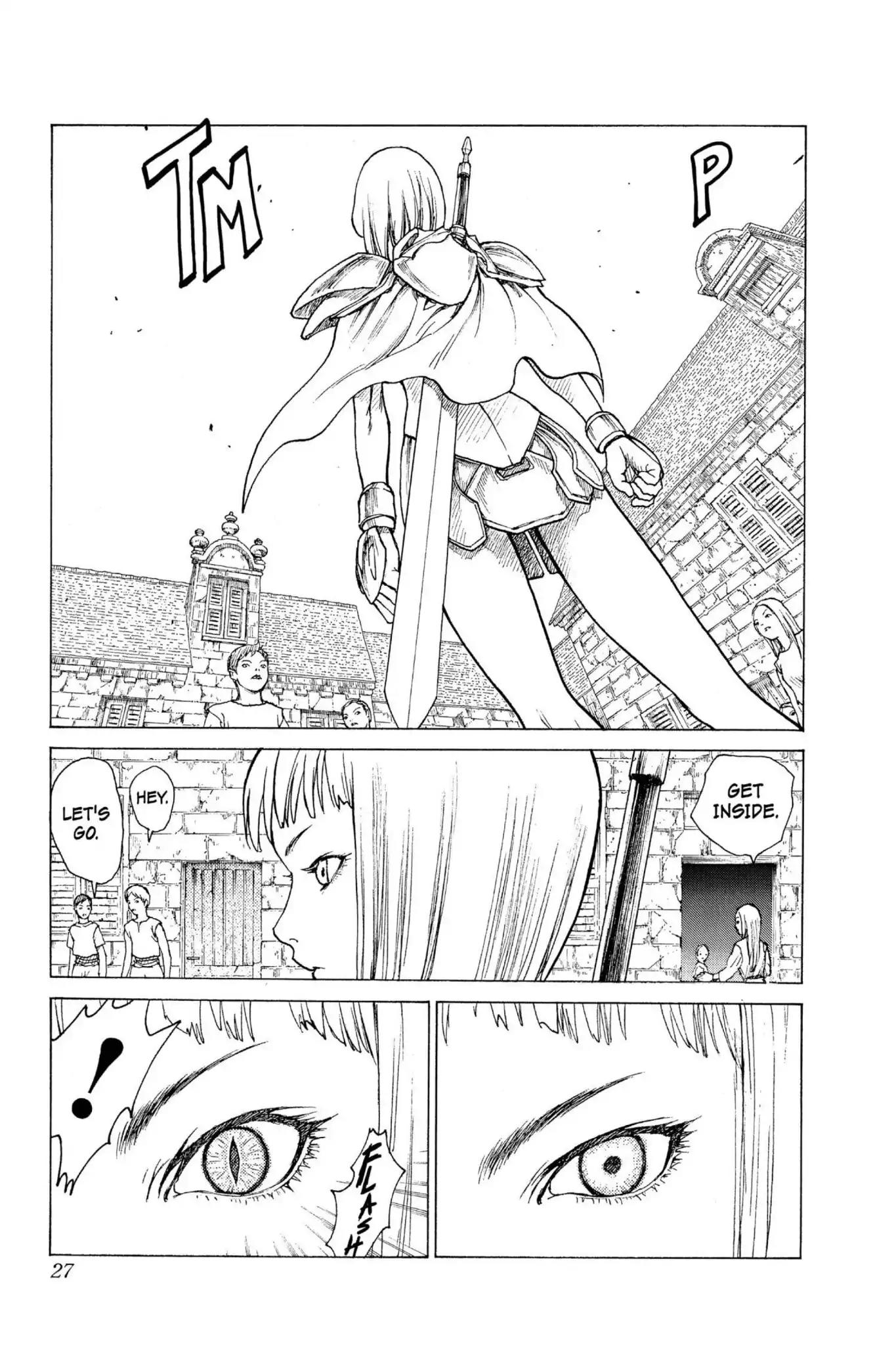 Claymore Chapter 1 page 27 - Chapter 1: Vol.1 Scene 1: Silver-eyed Slayer
