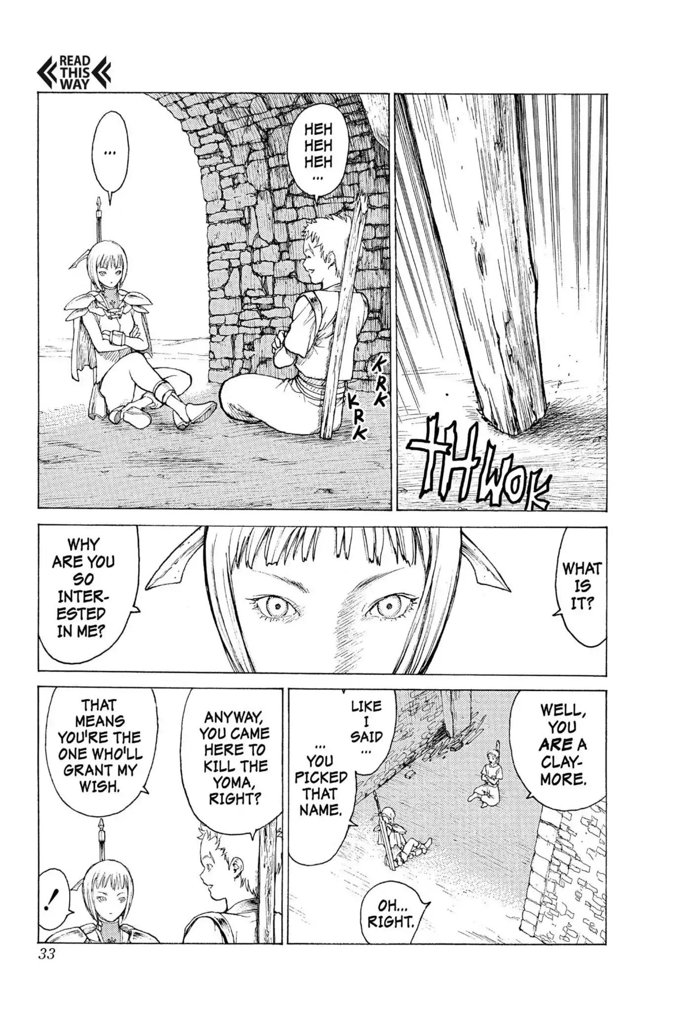 Claymore Chapter 1 page 33 - Chapter 1: Vol.1 Scene 1: Silver-eyed Slayer