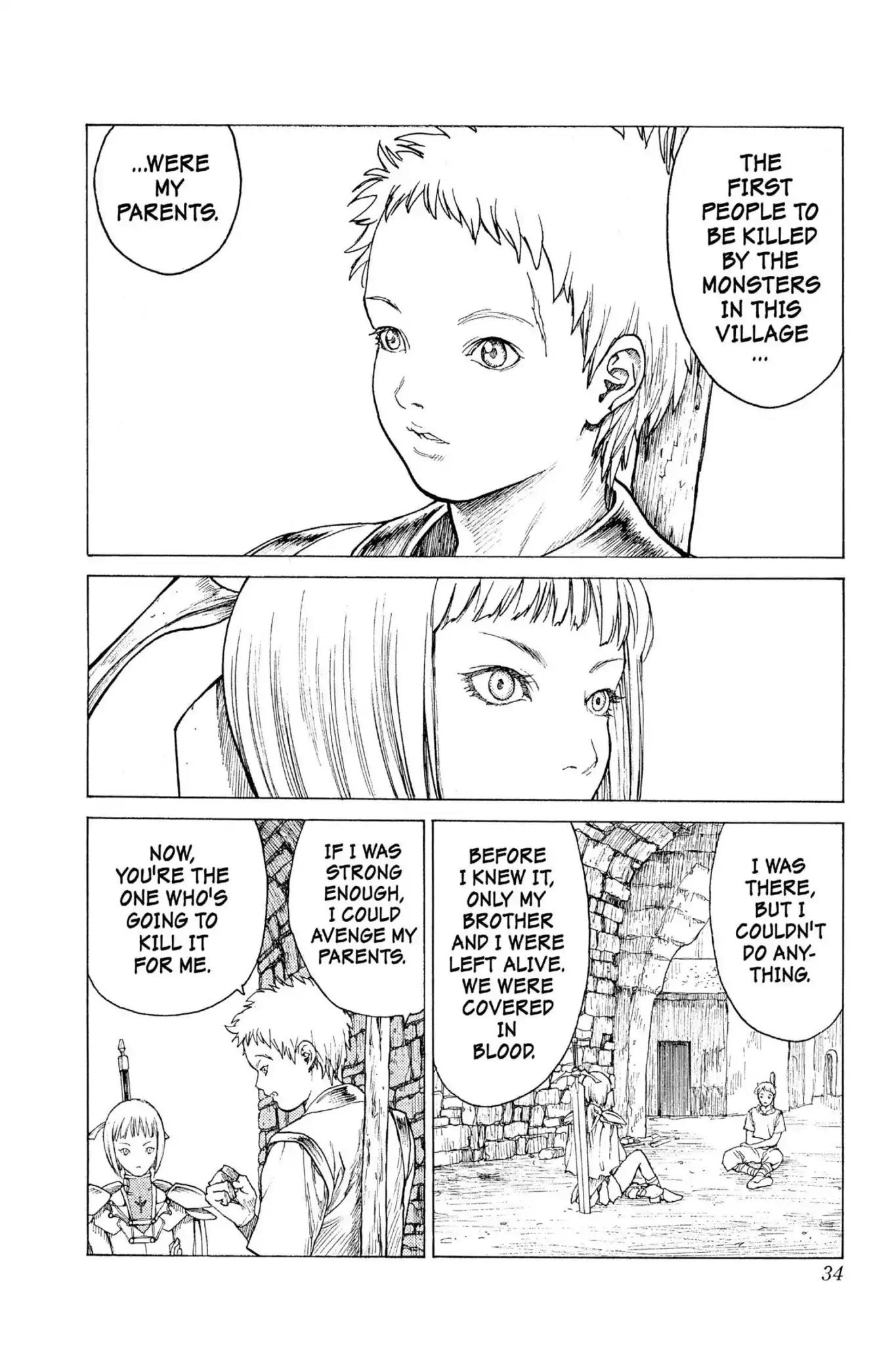 Claymore Chapter 1 page 34 - Chapter 1: Vol.1 Scene 1: Silver-eyed Slayer