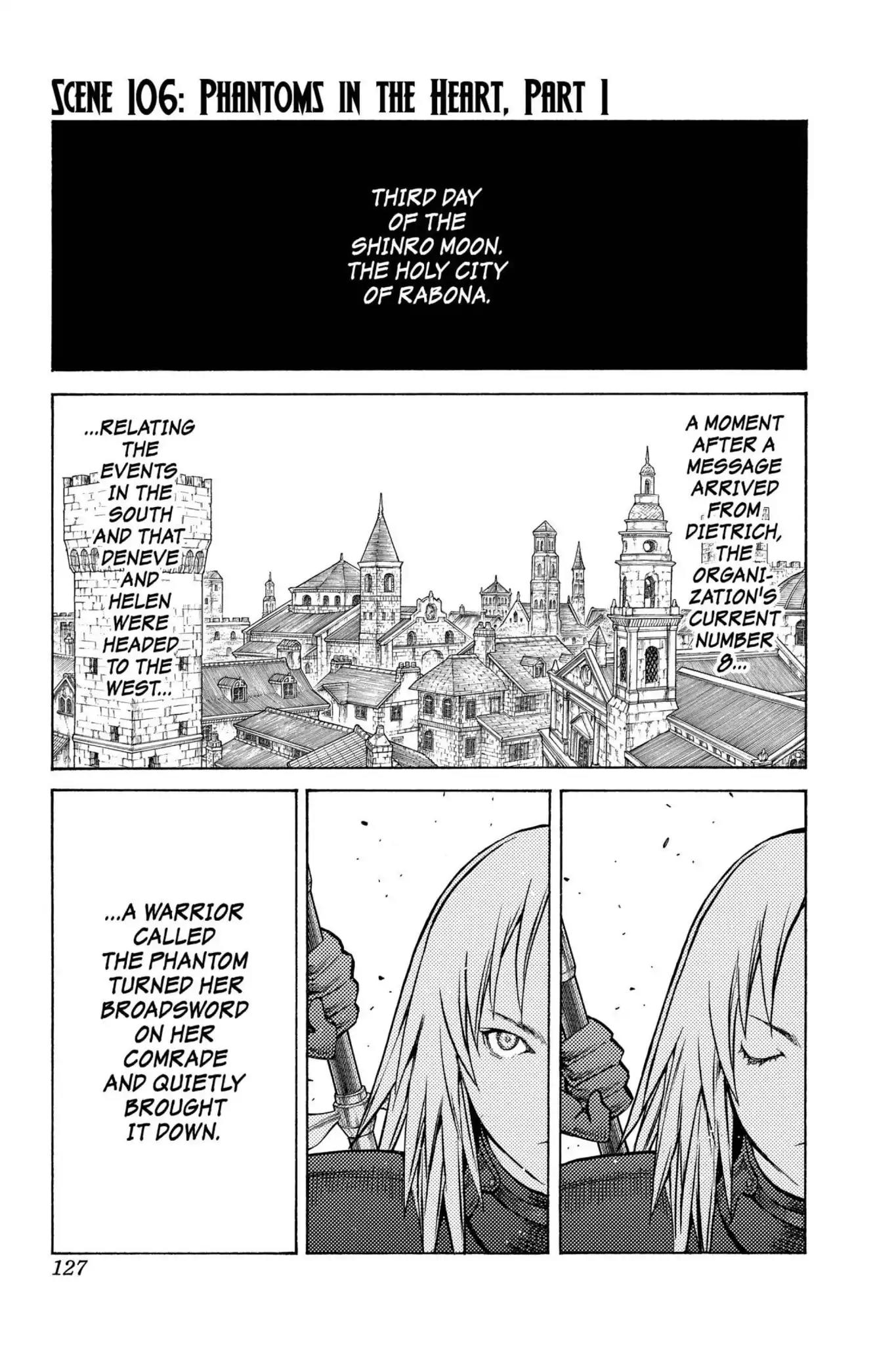 Claymore Chapter 106 page 1 - Chapter 106: Vol.19 Scene 106: Phantom in the Heart, Part 1