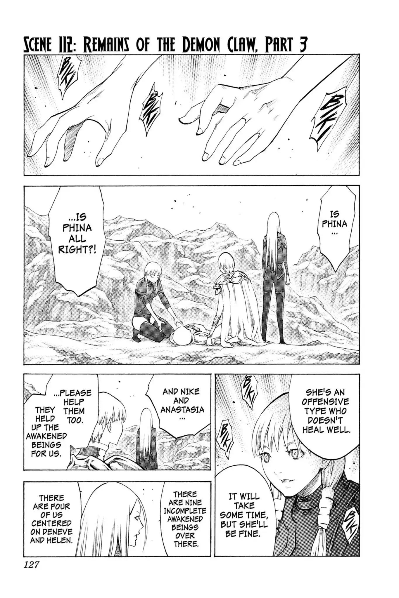 Claymore Chapter 112 page 1 - Chapter 112: Vol.20 Scene 112: Remains of the Demon Claw, Part 3