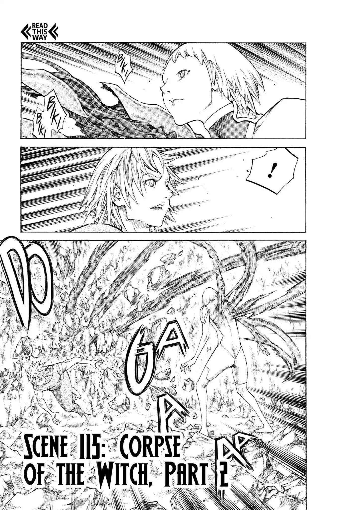 Claymore Chapter 115 page 1 - Chapter 115: Vol.21 Scene 115: Corpse of the Witch, Part 2