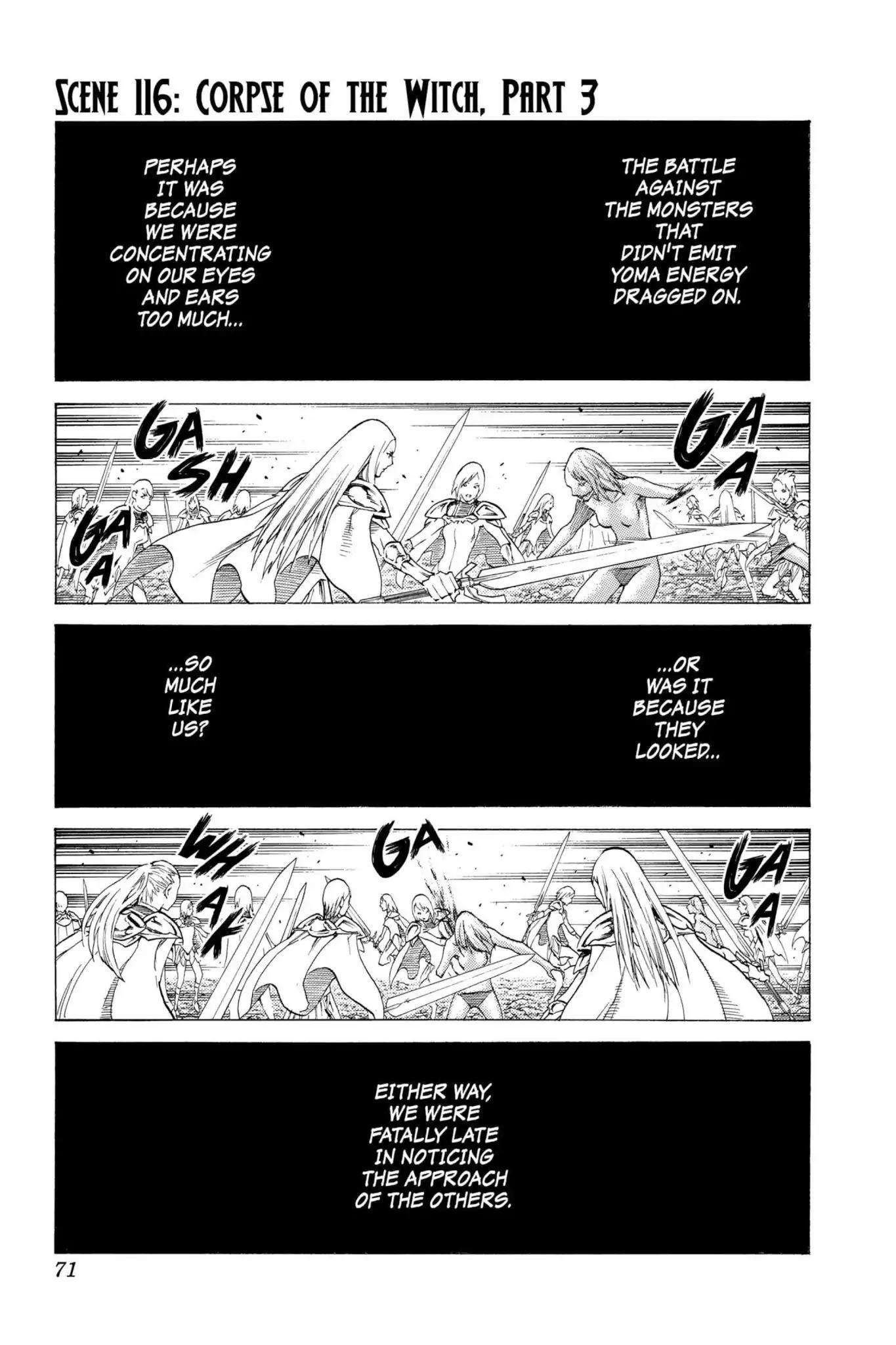 Claymore Chapter 116 page 1 - Chapter 116: Vol.21 Scene 116: Corpse of the Witch, Part 3