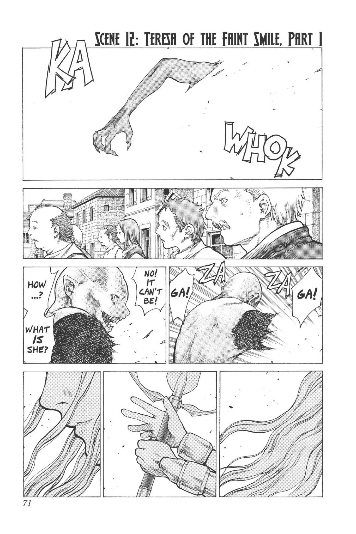 Claymore Chapter 12 page 1 - Chapter 12: Vol.3 Scene 12: Teresa of the Faint Smile, Part 1