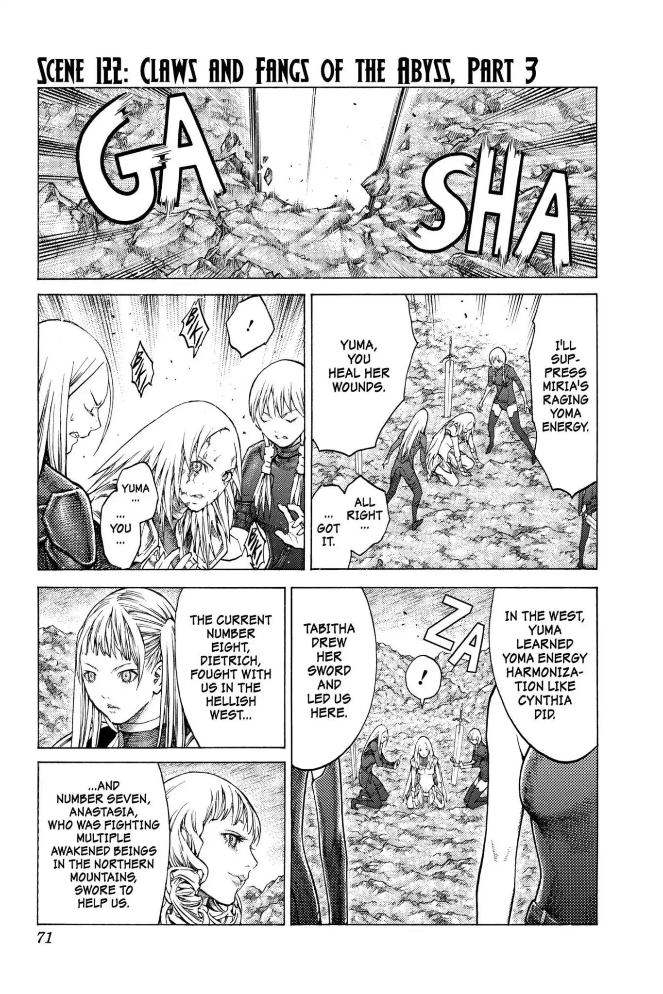 Claymore Chapter 122 page 1 - Chapter 122: Vol.22 Scene 122: Claws and Fangs of the Abyss, Part 3