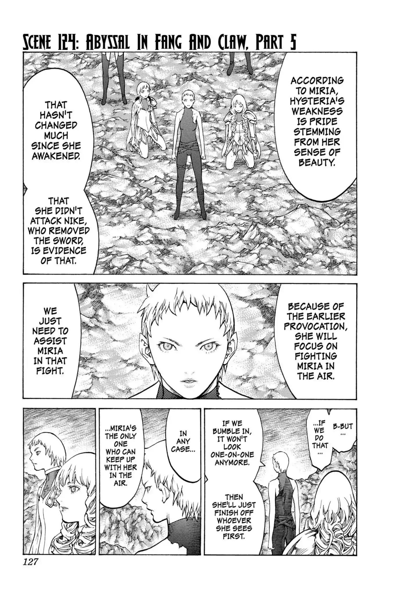 Claymore Chapter 124 page 1 - Chapter 124: Vol.22 Scene 124: Claws and Fangs of the Abyss, Part 5