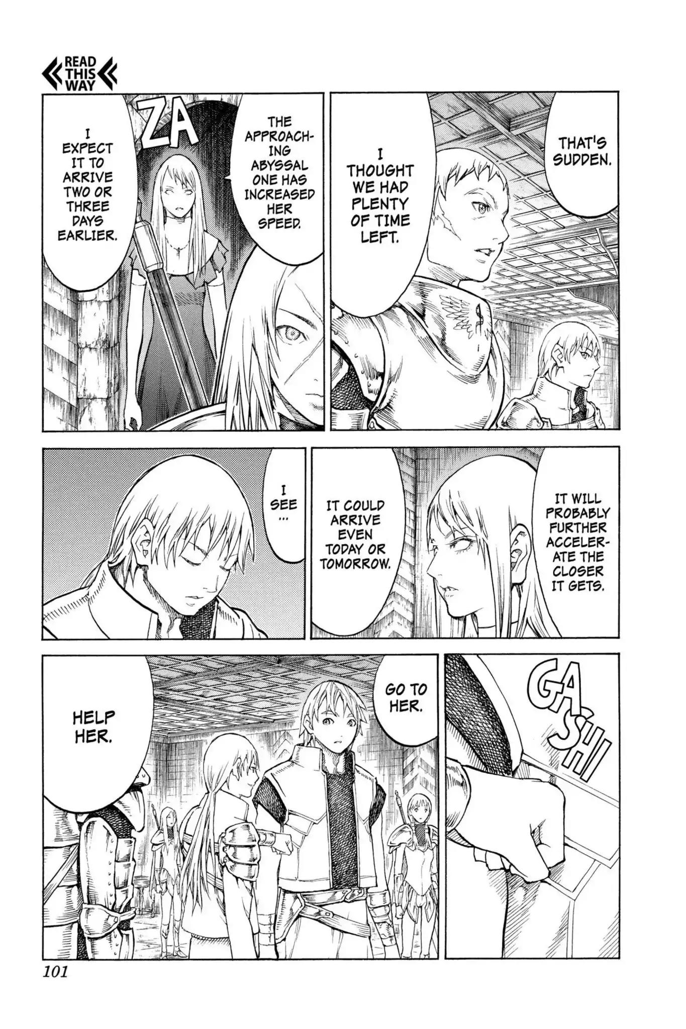 Claymore Chapter 129 page 4 - Chapter 129: Vol.23 Scene 129: Mark of the Warrior, Part 2