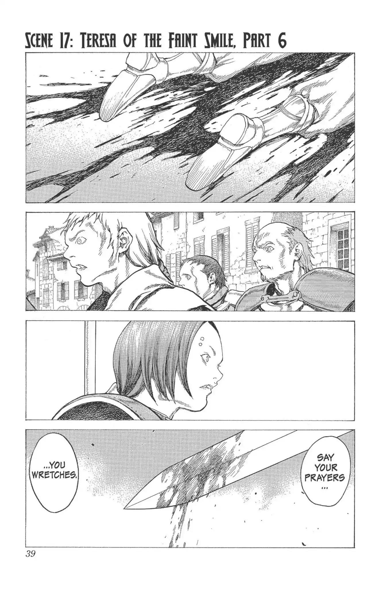 Claymore Chapter 17 page 1 - Chapter 17: Vol.4 Scene 17: Teresa of the Faint Smile, Part 6