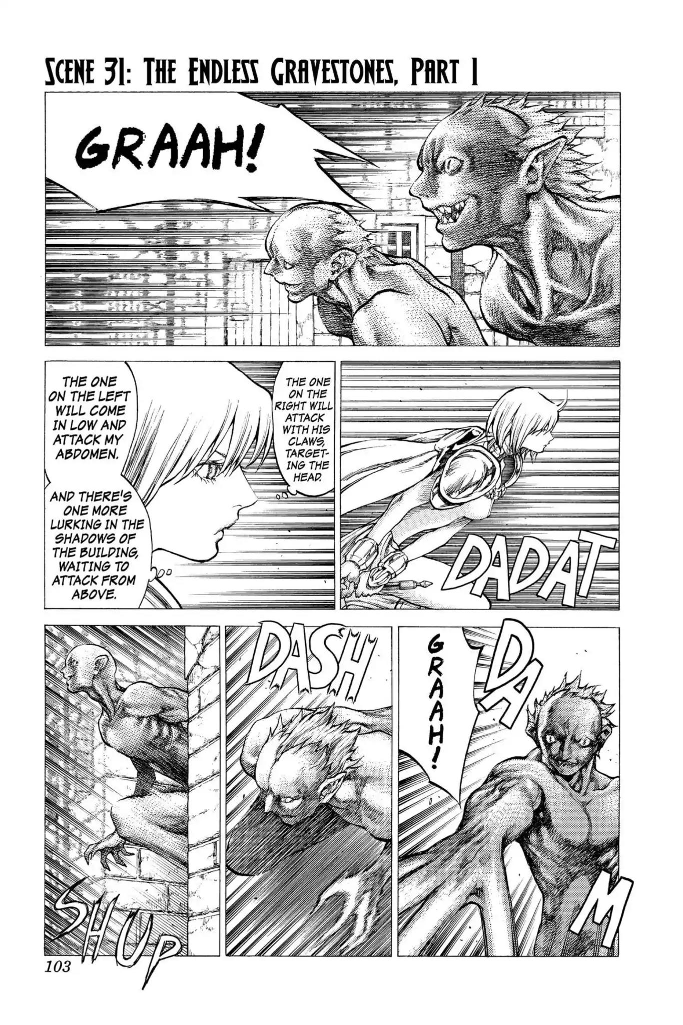 Claymore Chapter 31 page 1 - Chapter 31: Vol.6 Scene 31: The Endless Gravestones, Part 1