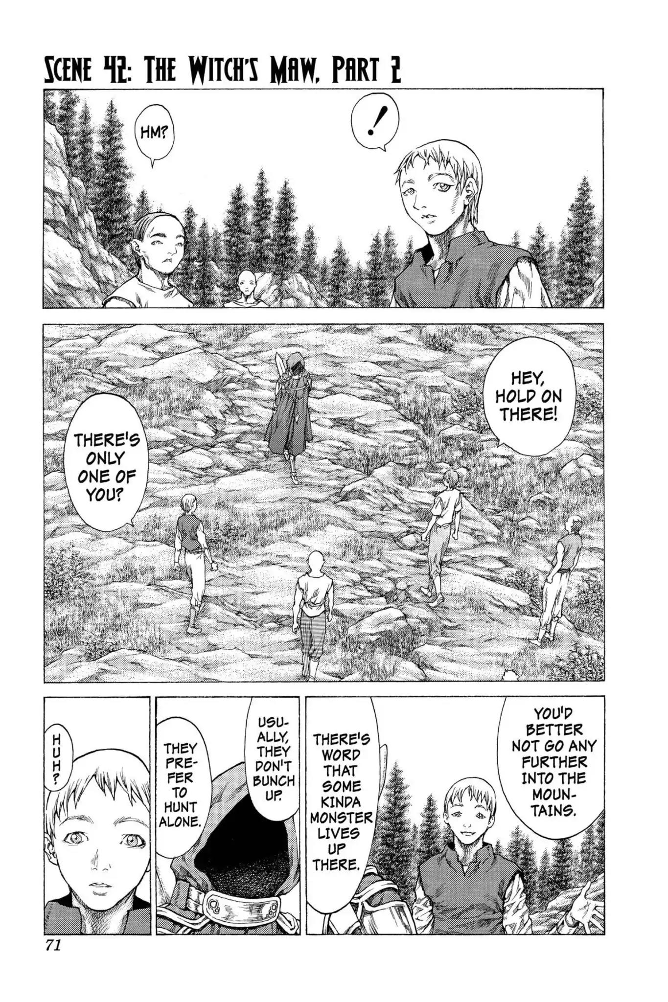 Claymore Chapter 42 page 1 - Chapter 42: Vol.8 Scene 42: The Witch's Maw, Part 2