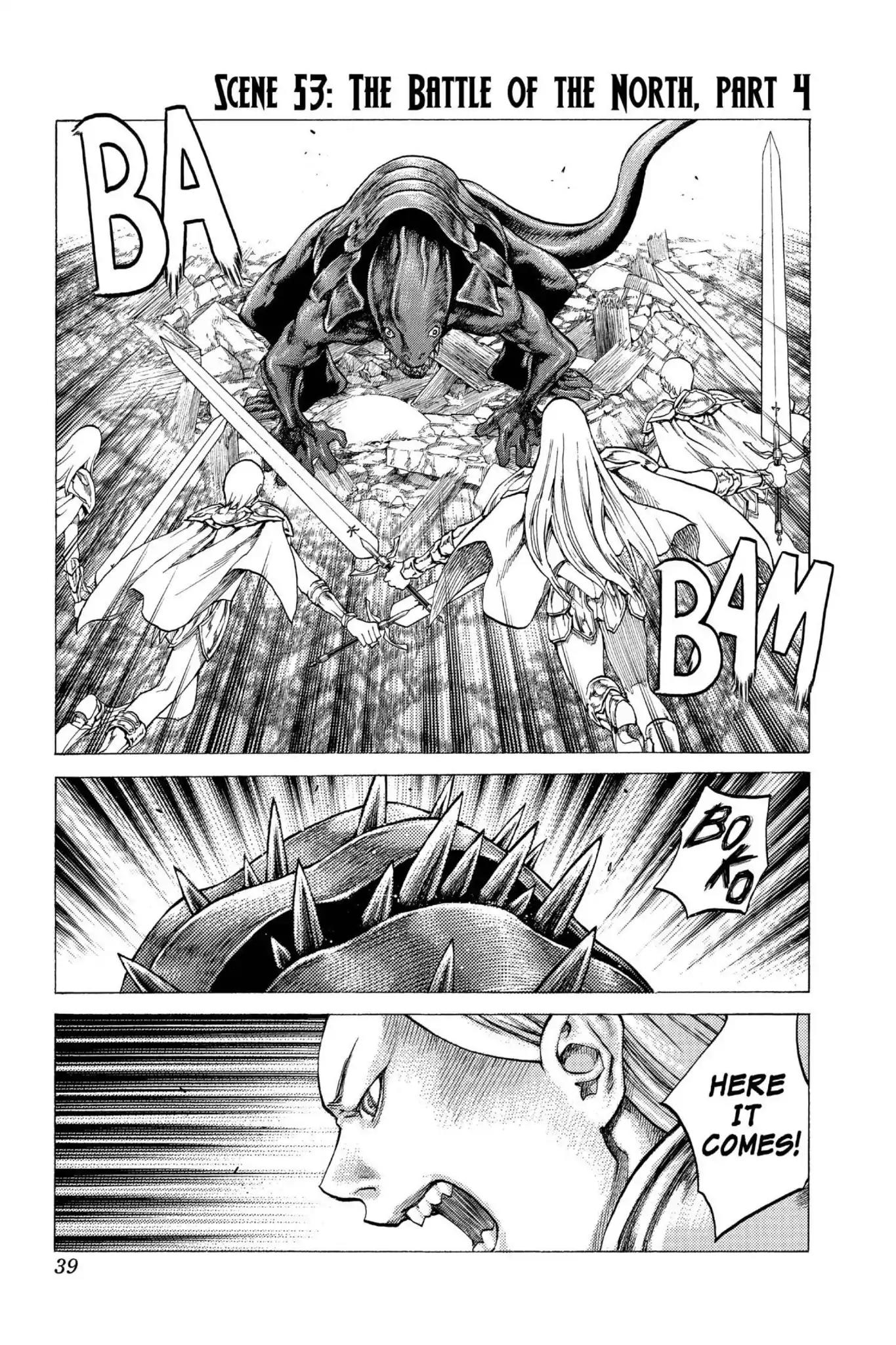 Claymore Chapter 53 page 1 - Chapter 53: Vol.10 Scene 53: The Battle of the North, Part 4