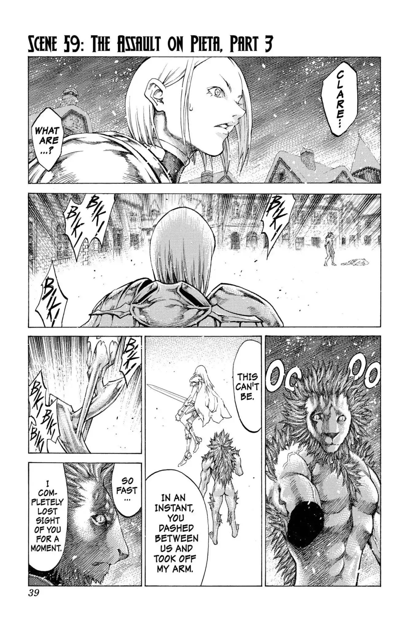 Claymore Chapter 59 page 1 - Chapter 59: Vol.11 Scene 59: The Assault on Pieta, Part 3
