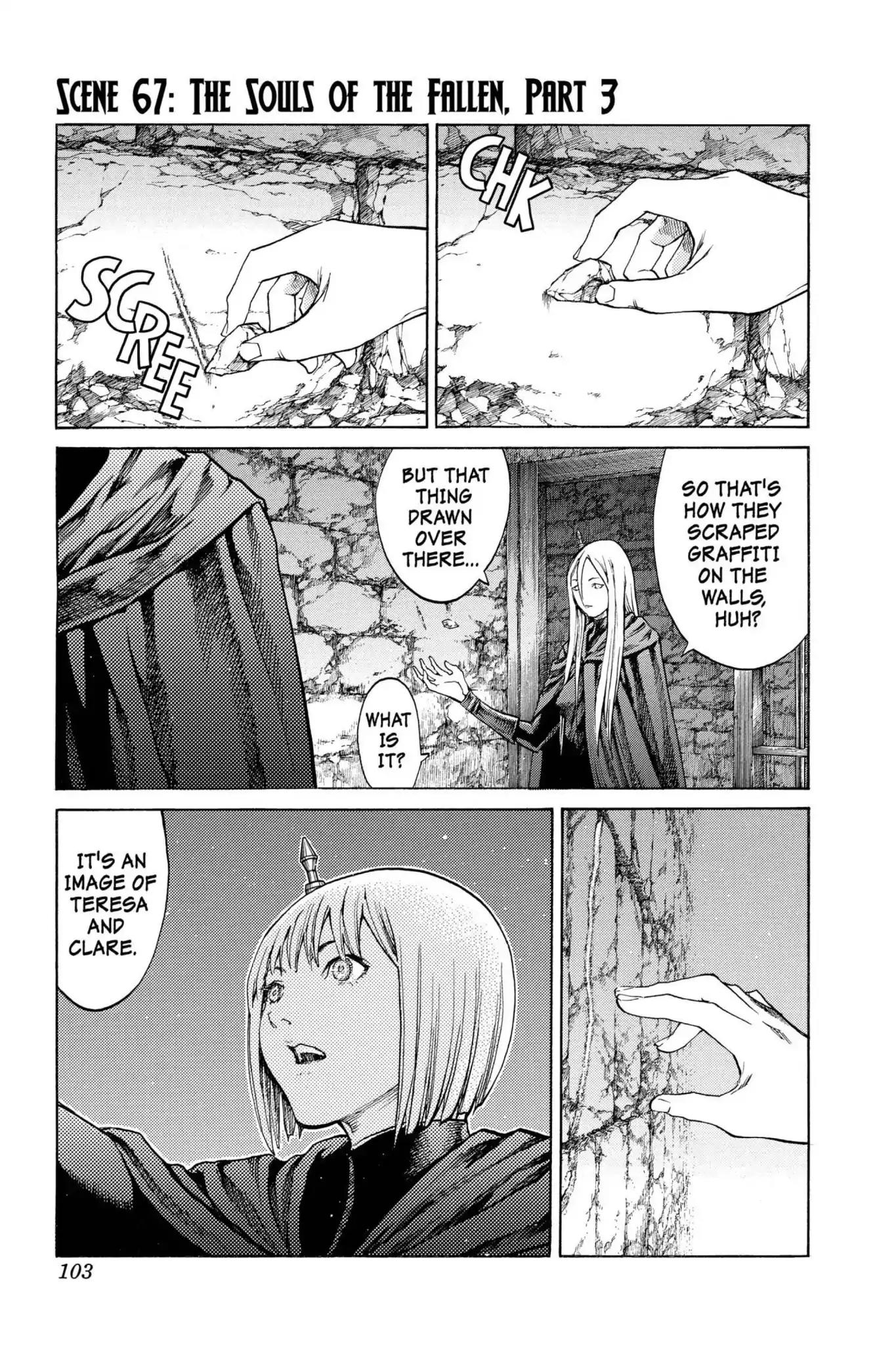 Claymore Chapter 67 page 1 - Chapter 67: Vol.12 Scene 67: The Souls of the Fallen, Part 3