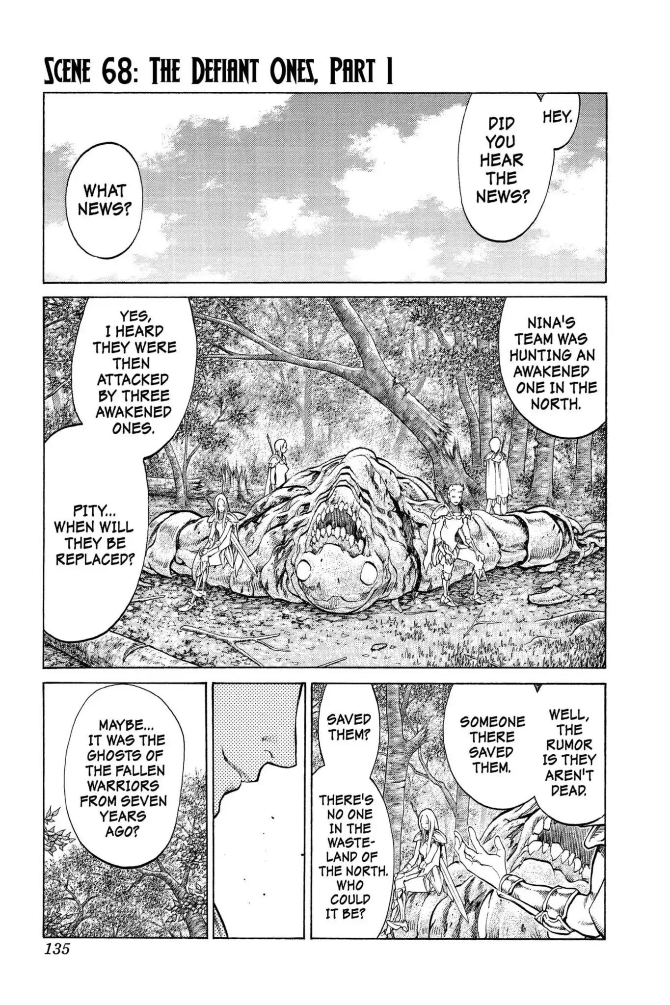 Claymore Chapter 68 page 1 - Chapter 68: Vol.12 Scene 68: The Defiant Ones, Part 1