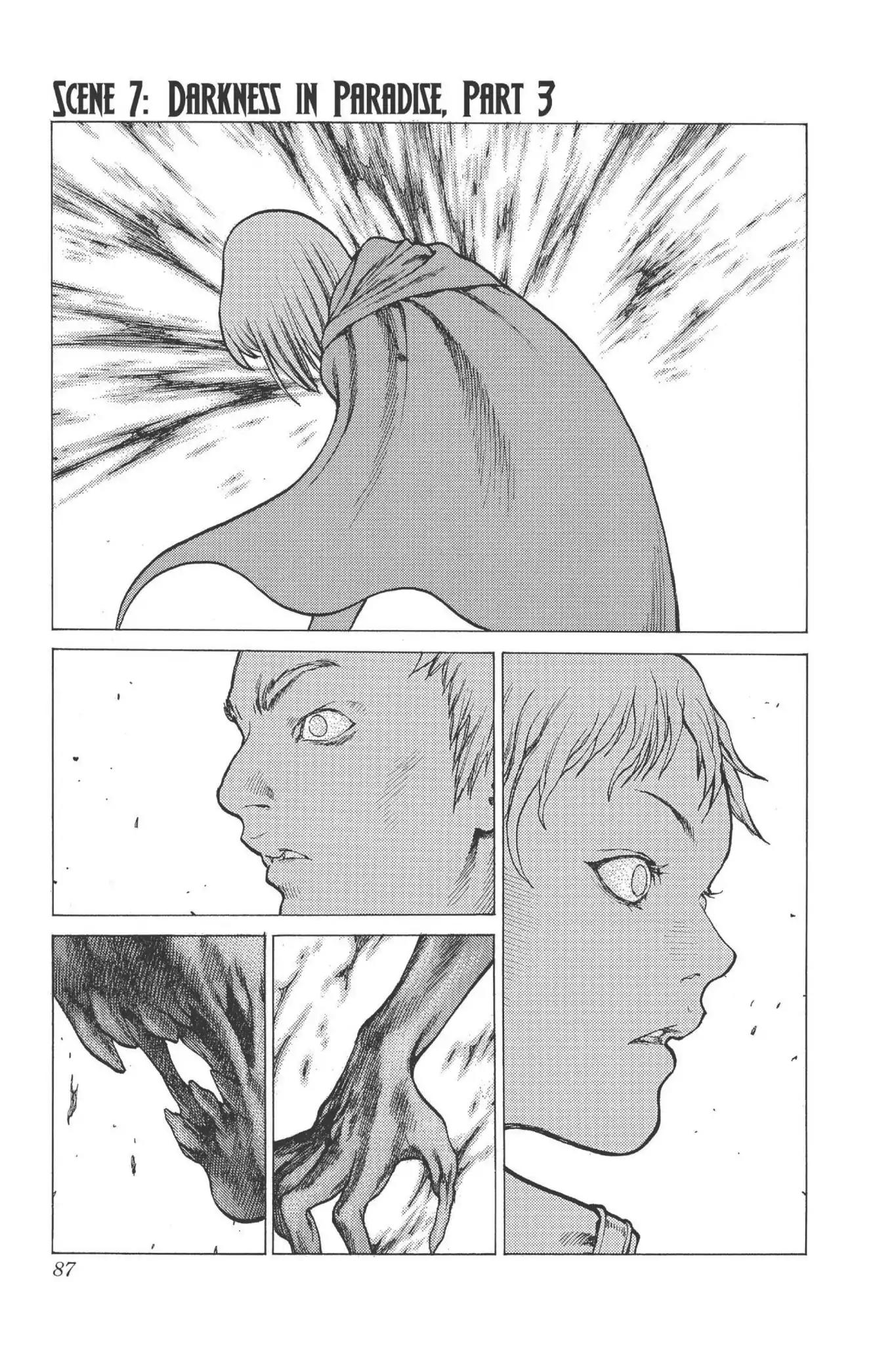 Claymore Chapter 7 page 1 - Chapter 7: Vol.2 Scene 7: Darkness in Paradise, Part 3