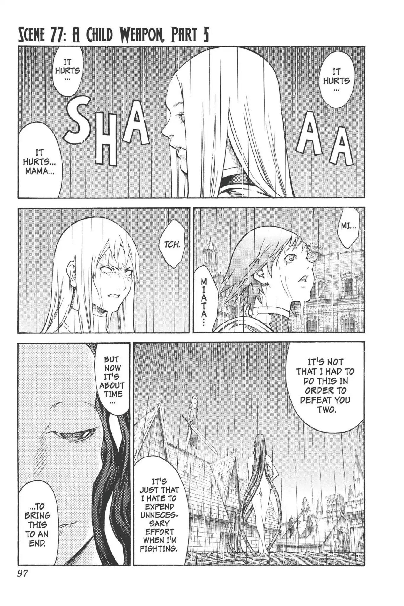 Claymore Chapter 77 page 1 - Chapter 77: Vol.14 Scene 77: A Child Weapon, Part 5