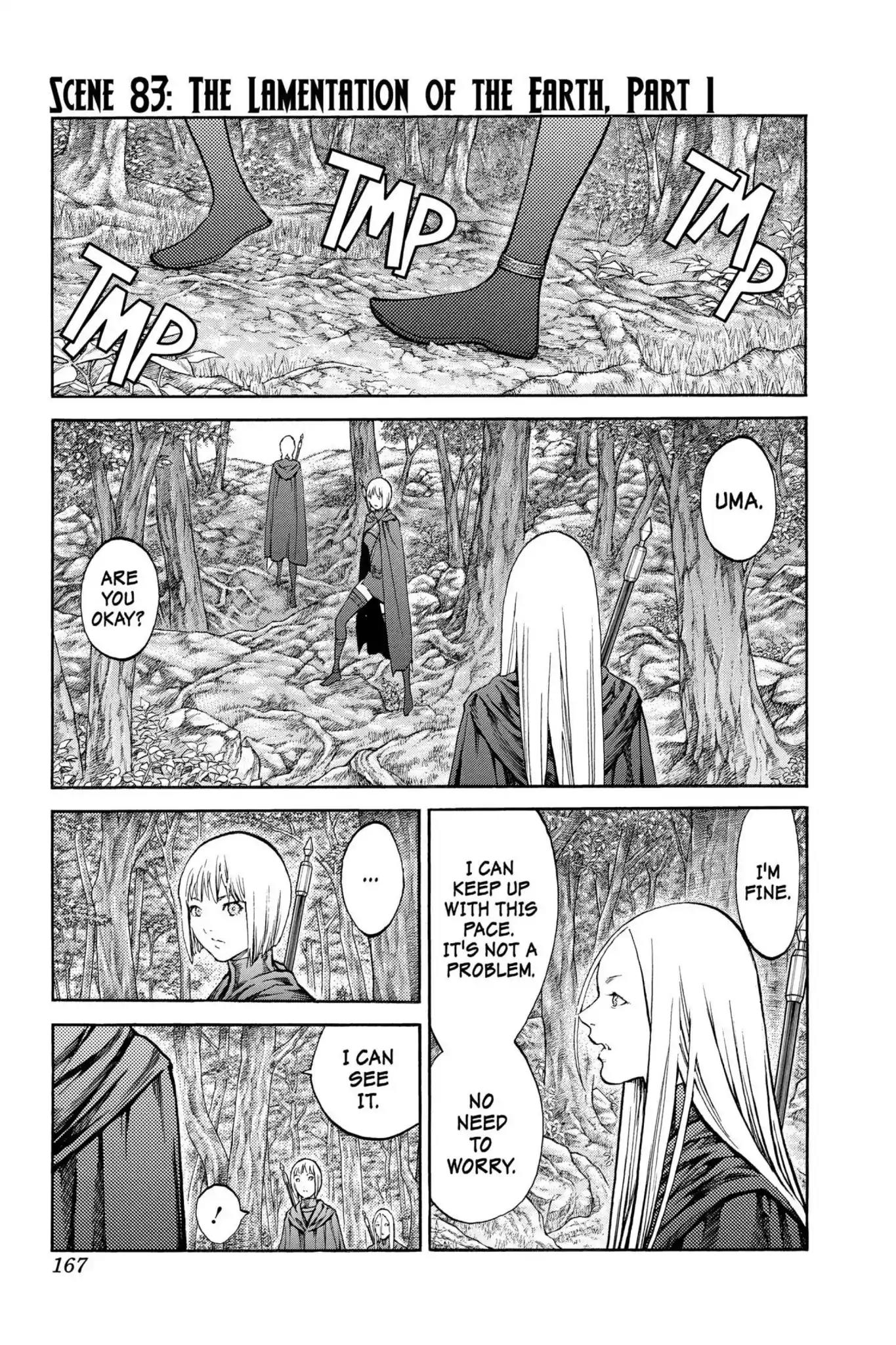 Claymore Chapter 83 page 1 - Chapter 83: Vol.15 Scene 83: The Lamentation of the Earth, Part 1
