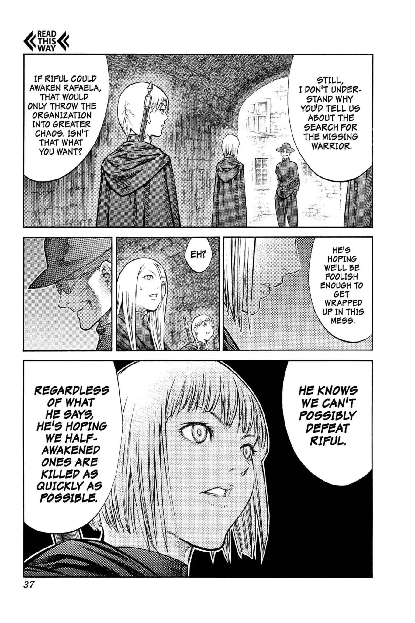 Claymore Chapter 84 page 36 - Chapter 84: Vol.16 Scene 84: The Lamentation of the Earth, Part 2