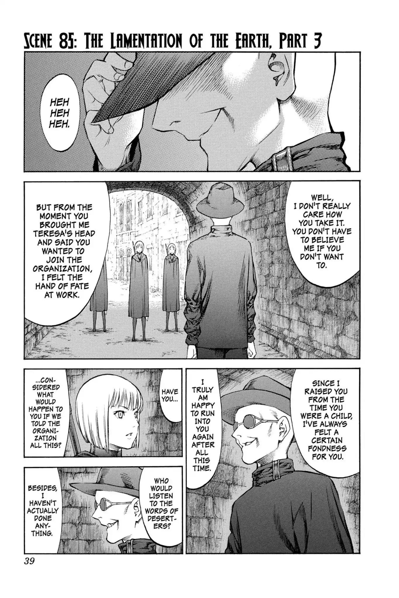 Claymore Chapter 85 page 1 - Chapter 85: Vol.16 Scene 85: The Lamentation of the Earth, Part 3