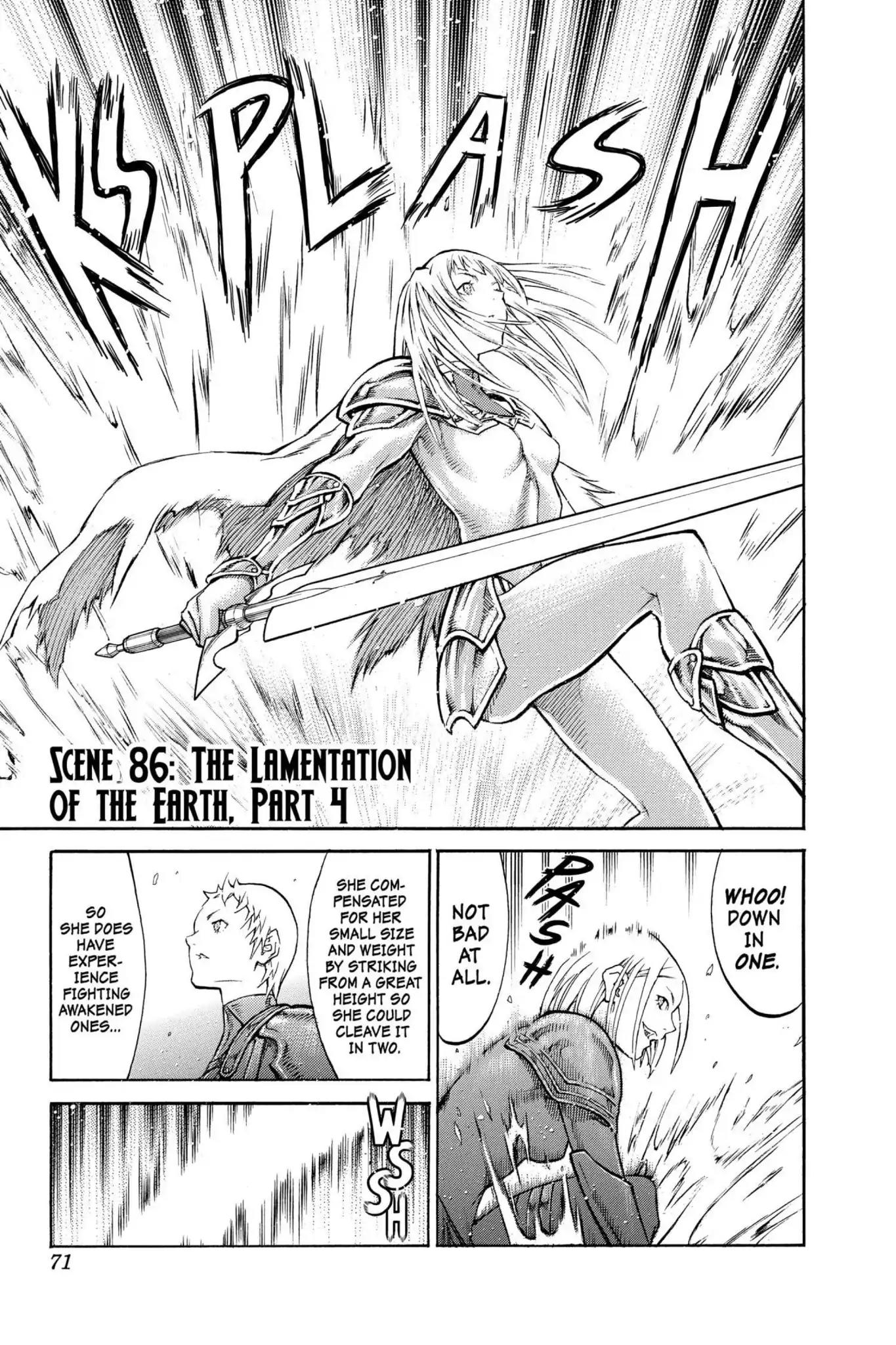 Claymore Chapter 86 page 1 - Chapter 86: Vol.16 Scene 86: The Lamentation of the Earth, Part 4
