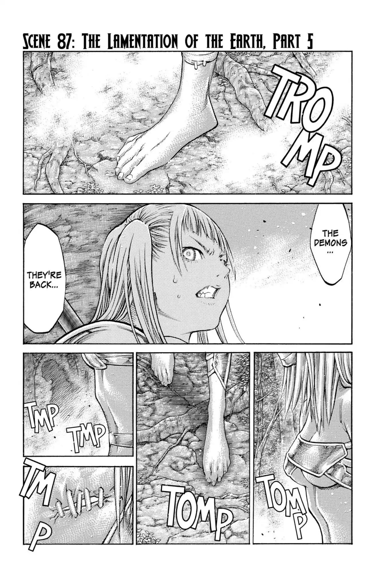 Claymore Chapter 87 page 1 - Chapter 87: Vol.16 Scene 87: The Lamentation of the Earth, Part 5